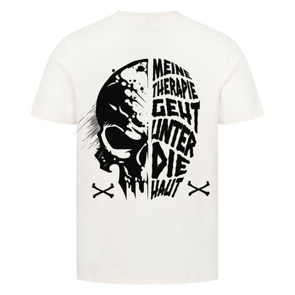 Unter die Haut - Premium Backprint Shirt T-Shirt  S Beige  Tattoo Fashion von inked-mafia.de. Dieses Teil gehört in jeden Kleiderschrank eines inked-rebels! Finde ideale Geschenke für Tätowierte, Tattoofans oder Tätowierer.