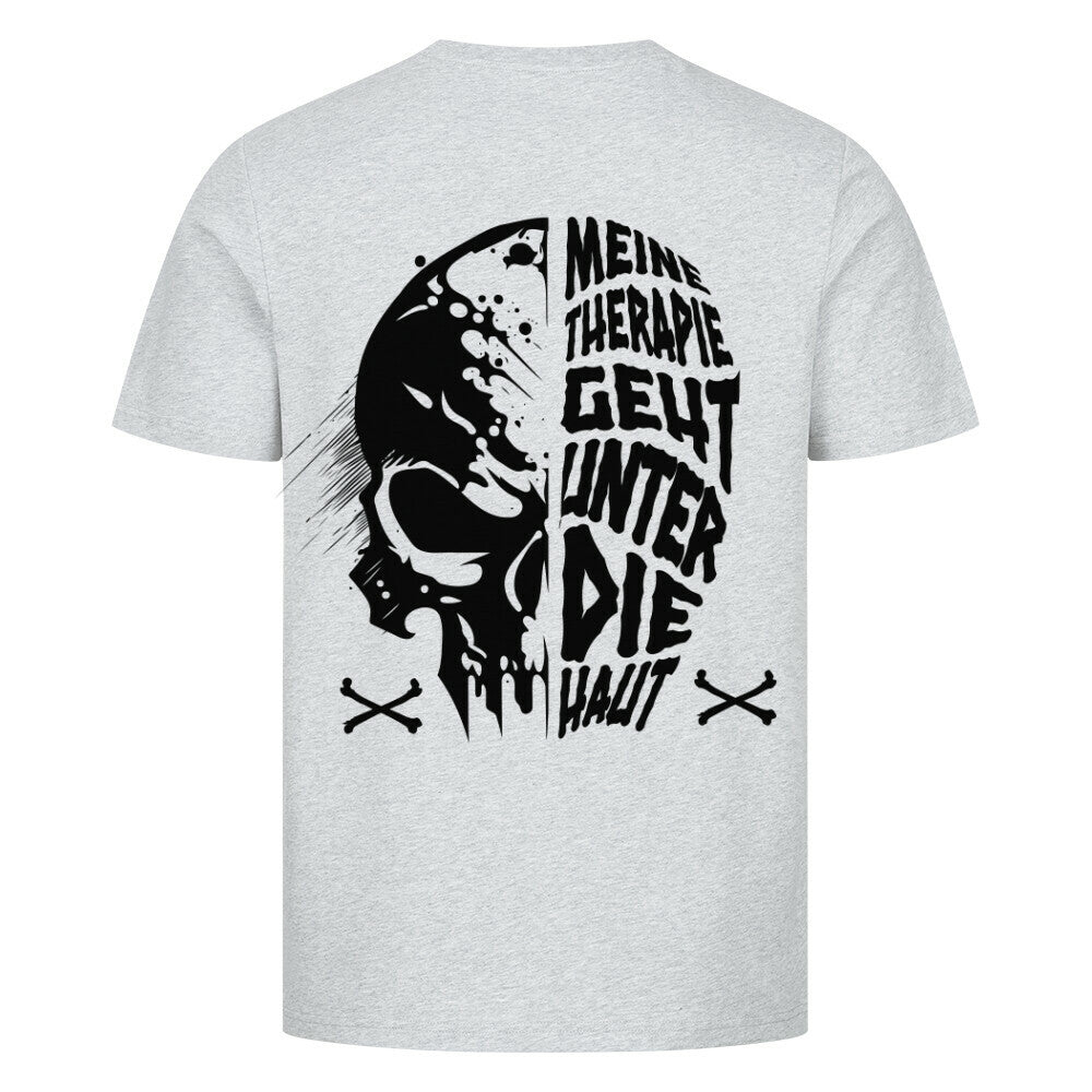 Unter die Haut - Premium Backprint Shirt T-Shirt  S Grau  Tattoo Fashion von inked-mafia.de. Dieses Teil gehört in jeden Kleiderschrank eines inked-rebels! Finde ideale Geschenke für Tätowierte, Tattoofans oder Tätowierer.