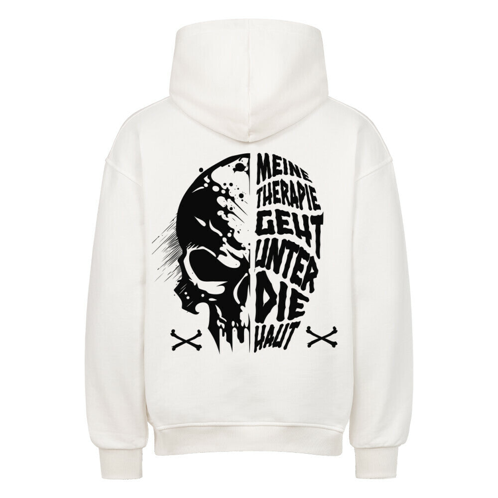 Unter die Haut - Heavy Oversized Backprint Hoodie Hoodie  XS Weiß  Tattoo Fashion von inked-mafia.de. Dieses Teil gehört in jeden Kleiderschrank eines inked-rebels! Finde ideale Geschenke für Tätowierte, Tattoofans oder Tätowierer.