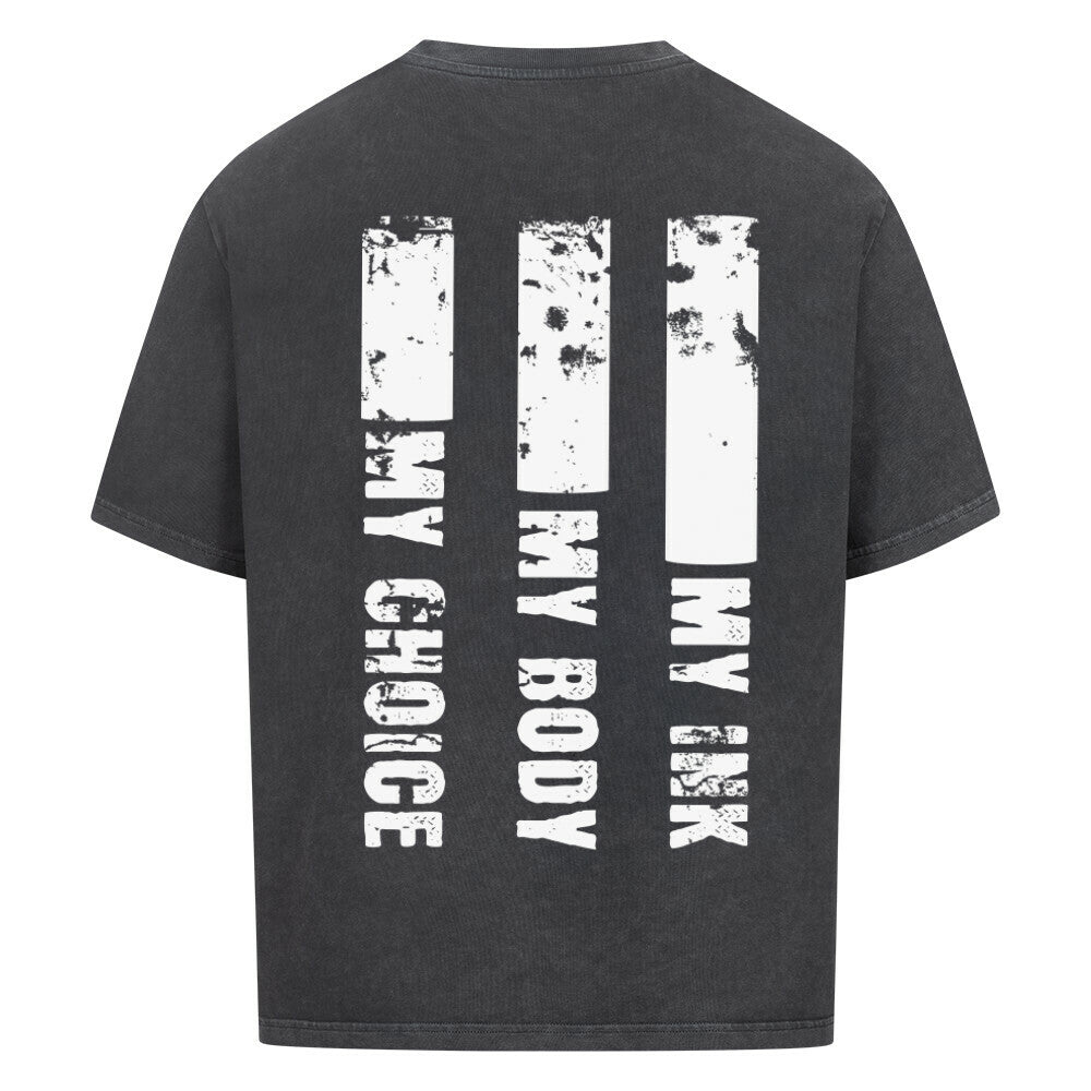 My Ink - Heavy Oversized Backprint Shirt T-Shirt  XS Washed Black  Tattoo Fashion von inked-mafia.de. Dieses Teil gehört in jeden Kleiderschrank eines inked-rebels! Finde ideale Geschenke für Tätowierte, Tattoofans oder Tätowierer.