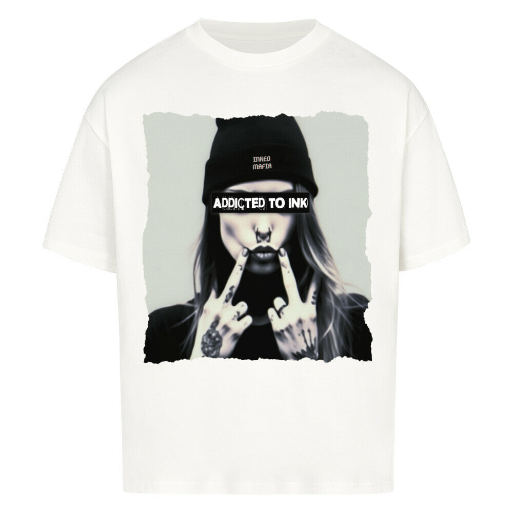 Addicted - Heavy Oversized Shirt T-Shirt  XS Weiß  Tattoo Fashion von inked-mafia.de. Dieses Teil gehört in jeden Kleiderschrank eines inked-rebels! Finde ideale Geschenke für Tätowierte, Tattoofans oder Tätowierer.