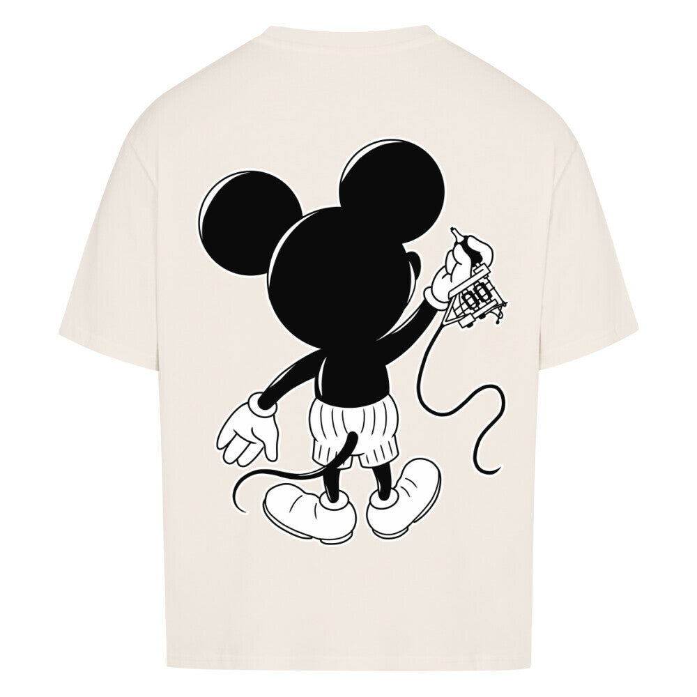Inking Mouse - Heavy Backprint Oversized Shirt T-Shirt  XS Beige  Tattoo Fashion von inked-mafia.de. Dieses Teil gehört in jeden Kleiderschrank eines inked-rebels! Finde ideale Geschenke für Tätowierte, Tattoofans oder Tätowierer.