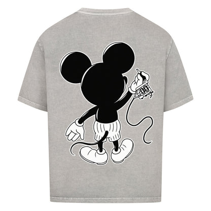 Inking Mouse - Heavy Backprint Oversized Shirt T-Shirt  XS Washed Grey  Tattoo Fashion von inked-mafia.de. Dieses Teil gehört in jeden Kleiderschrank eines inked-rebels! Finde ideale Geschenke für Tätowierte, Tattoofans oder Tätowierer.
