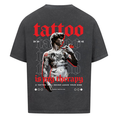 Therapy - Heavy Oversized Backprint Shirt T-Shirt  XS Washed Black  Tattoo Fashion von inked-mafia.de. Dieses Teil gehört in jeden Kleiderschrank eines inked-rebels! Finde ideale Geschenke für Tätowierte, Tattoofans oder Tätowierer.
