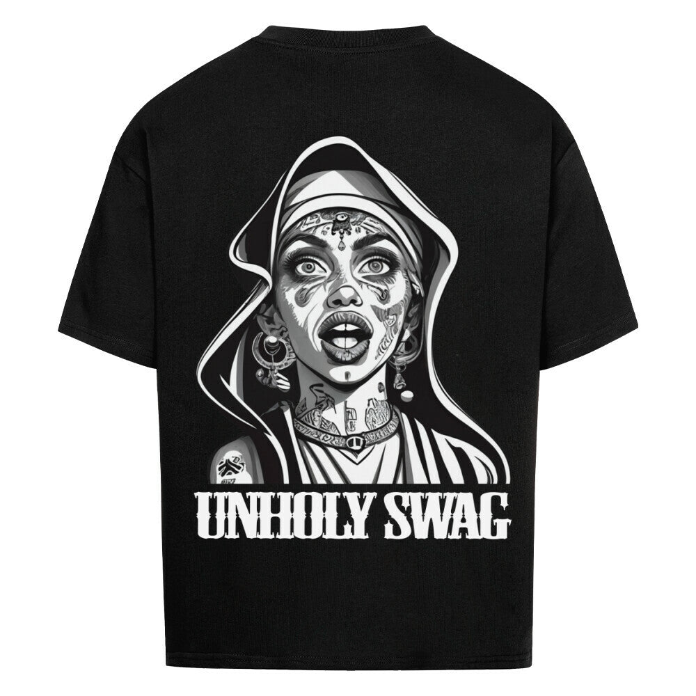 Unholy - Heavy Oversized Backprint Shirt T-Shirt  XS Schwarz  Tattoo Fashion von inked-mafia.de. Dieses Teil gehört in jeden Kleiderschrank eines inked-rebels! Finde ideale Geschenke für Tätowierte, Tattoofans oder Tätowierer.