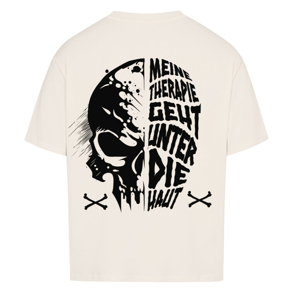 Unter die Haut - Heavy Oversized Backprint Shirt T-Shirt  XS Beige  Tattoo Fashion von inked-mafia.de. Dieses Teil gehört in jeden Kleiderschrank eines inked-rebels! Finde ideale Geschenke für Tätowierte, Tattoofans oder Tätowierer.