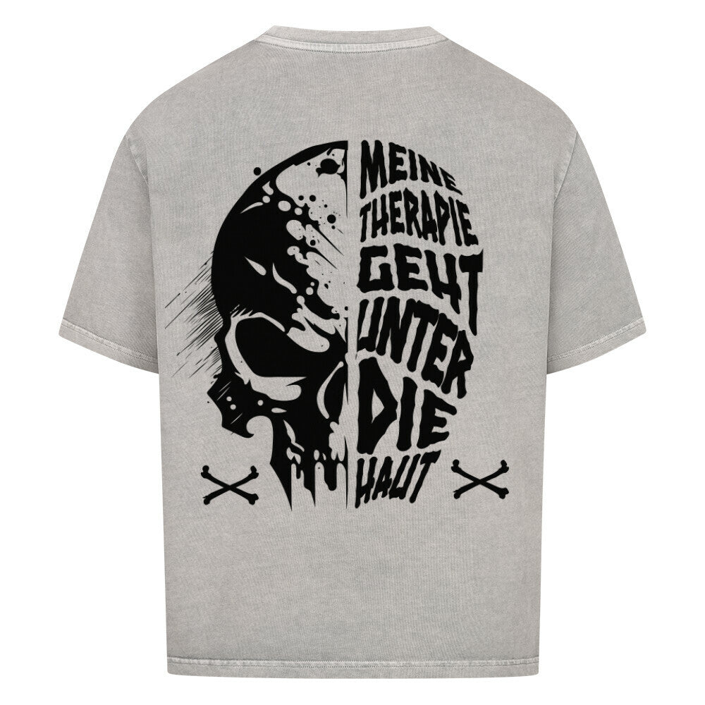 Unter die Haut - Heavy Oversized Backprint Shirt T-Shirt  XS Washed Grey  Tattoo Fashion von inked-mafia.de. Dieses Teil gehört in jeden Kleiderschrank eines inked-rebels! Finde ideale Geschenke für Tätowierte, Tattoofans oder Tätowierer.