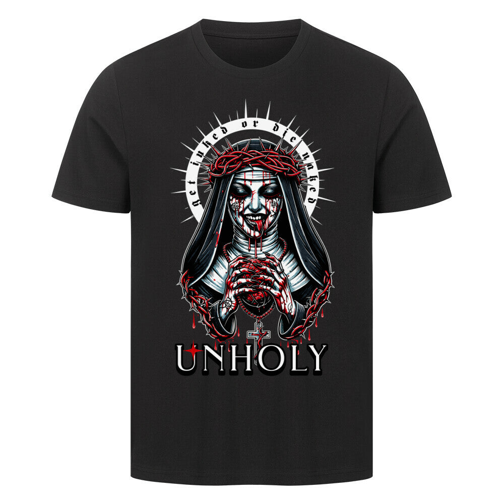 Unholy - Premium Shirt T-Shirt  S Schwarz  Tattoo Fashion von inked-mafia.de. Dieses Teil gehört in jeden Kleiderschrank eines inked-rebels! Finde ideale Geschenke für Tätowierte, Tattoofans oder Tätowierer.