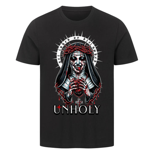 Unholy - Premium Shirt T-Shirt  S Schwarz  Tattoo Fashion von inked-mafia.de. Dieses Teil gehört in jeden Kleiderschrank eines inked-rebels! Finde ideale Geschenke für Tätowierte, Tattoofans oder Tätowierer.