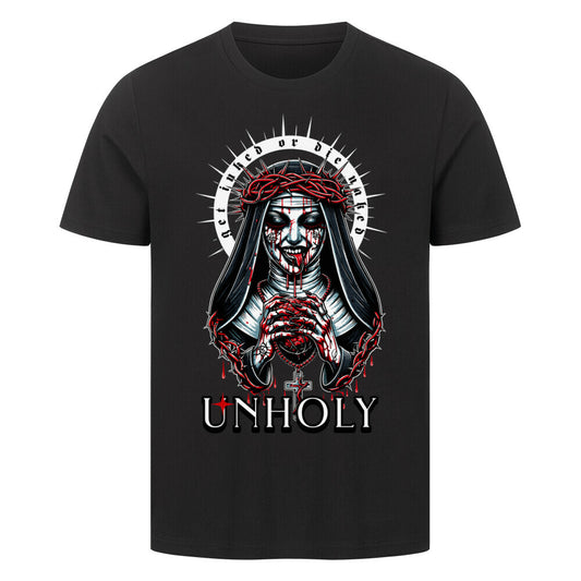 Unholy - Premium Shirt T-Shirt  S Schwarz  Tattoo Fashion von inked-mafia.de. Dieses Teil gehört in jeden Kleiderschrank eines inked-rebels! Finde ideale Geschenke für Tätowierte, Tattoofans oder Tätowierer.