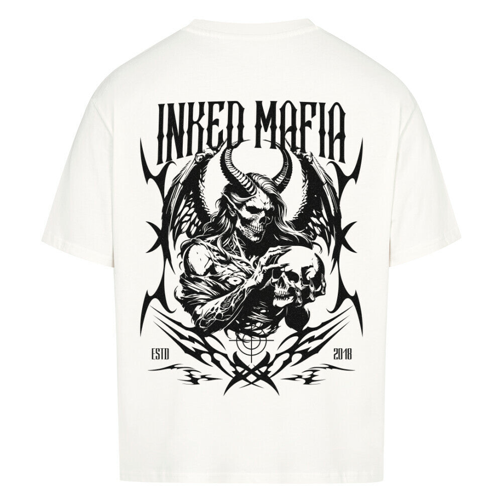 Devil - Heavy Oversized Backprint Shirt T-Shirt  XS Weiß  Tattoo Fashion von inked-mafia.de. Dieses Teil gehört in jeden Kleiderschrank eines inked-rebels! Finde ideale Geschenke für Tätowierte, Tattoofans oder Tätowierer.