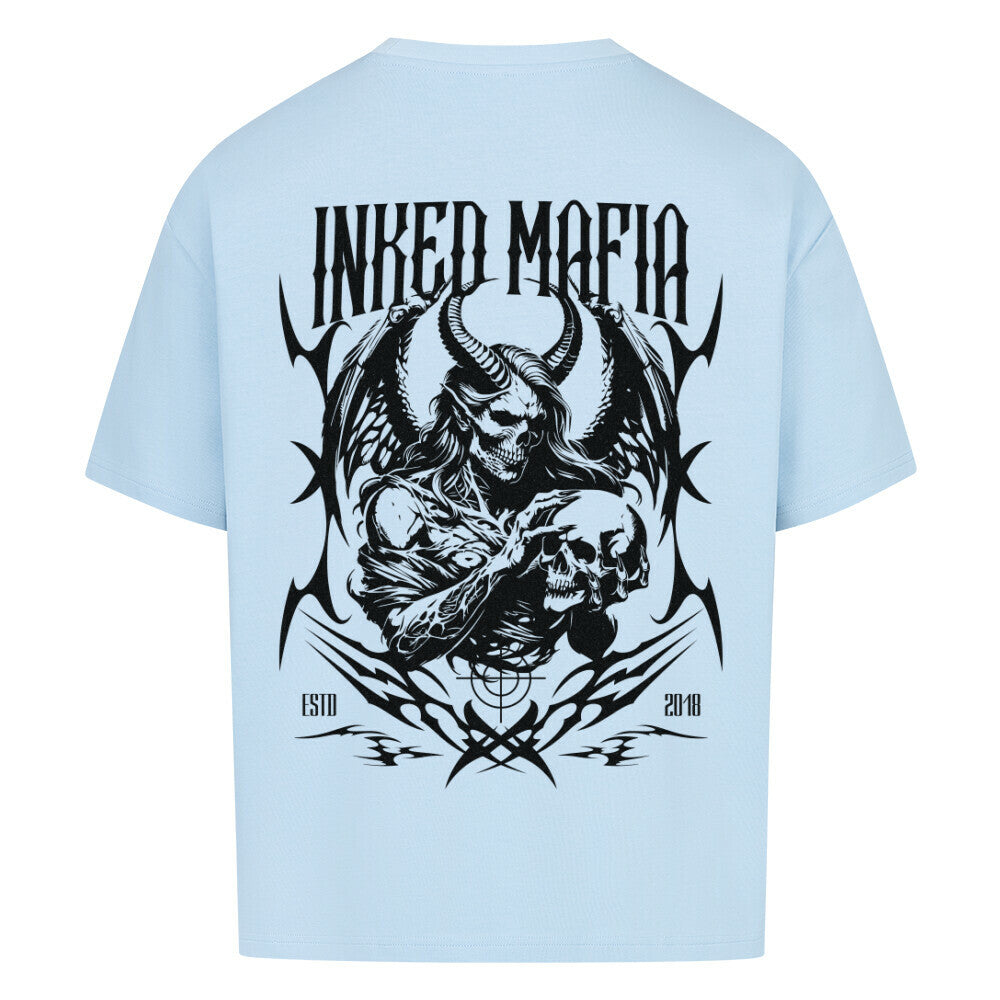 Devil - Heavy Oversized Backprint Shirt T-Shirt  XS Hellblau  Tattoo Fashion von inked-mafia.de. Dieses Teil gehört in jeden Kleiderschrank eines inked-rebels! Finde ideale Geschenke für Tätowierte, Tattoofans oder Tätowierer.