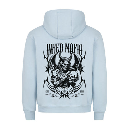 Devil - Backprint Hoodie Hoodie  S Hellblau  Tattoo Fashion von inked-mafia.de. Dieses Teil gehört in jeden Kleiderschrank eines inked-rebels! Finde ideale Geschenke für Tätowierte, Tattoofans oder Tätowierer.