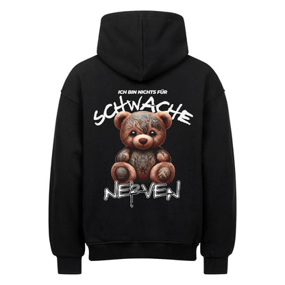 Schwache Nerven - Heavy Oversized Backprint Hoodie Hoodie  XS Schwarz  Tattoo Fashion von inked-mafia.de. Dieses Teil gehört in jeden Kleiderschrank eines inked-rebels! Finde ideale Geschenke für Tätowierte, Tattoofans oder Tätowierer.