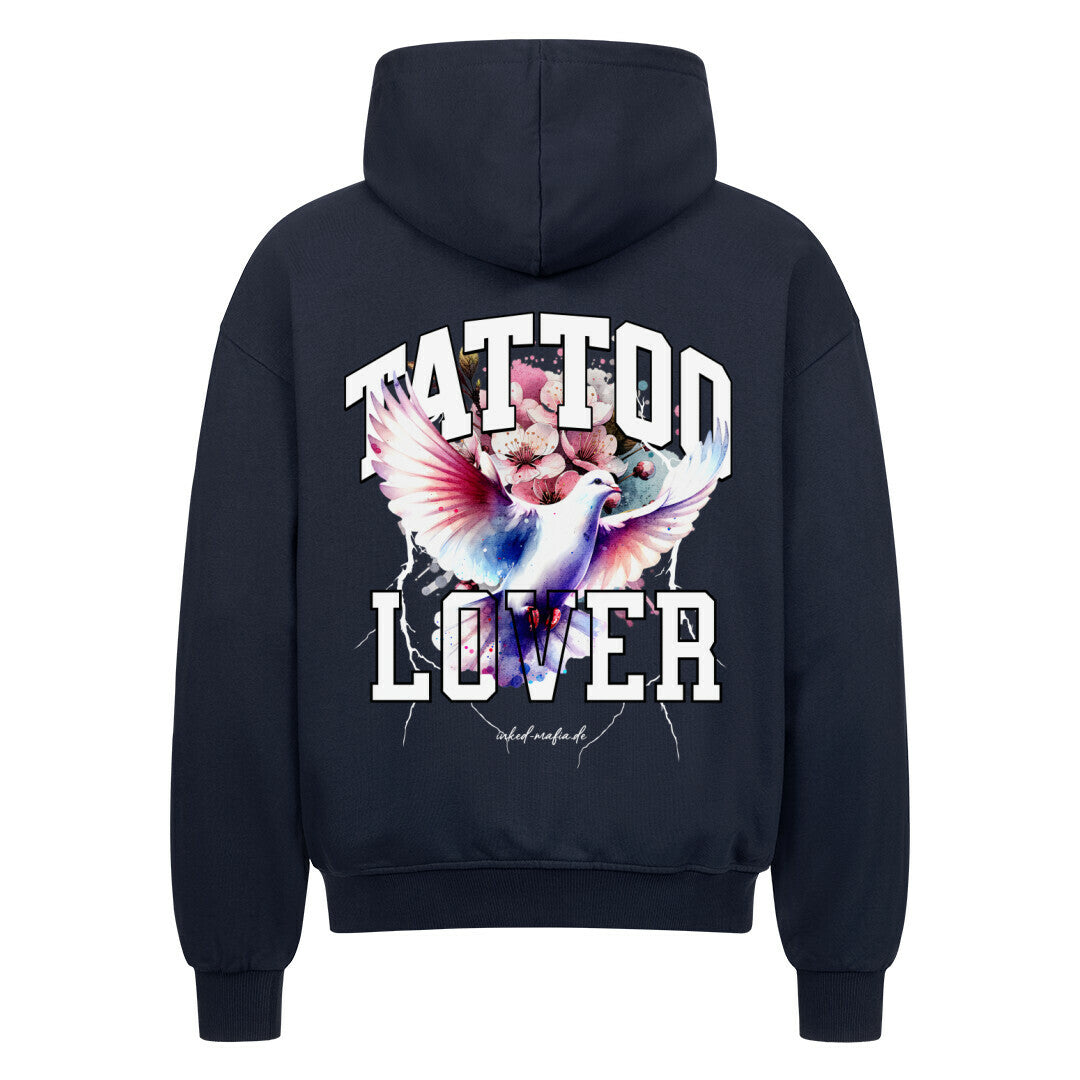 Tattoolover - Heavy Oversized Backprint Zipper Hoodie  S Navy Blue  Tattoo Fashion von inked-mafia.de. Dieses Teil gehört in jeden Kleiderschrank eines inked-rebels! Finde ideale Geschenke für Tätowierte, Tattoofans oder Tätowierer.