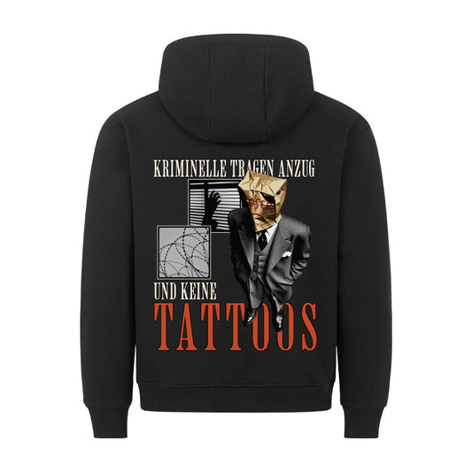 Anzug - Backprint Hoodie Hoodie  S Schwarz  Tattoo Fashion von inked-mafia.de. Dieses Teil gehört in jeden Kleiderschrank eines inked-rebels! Finde ideale Geschenke für Tätowierte, Tattoofans oder Tätowierer.