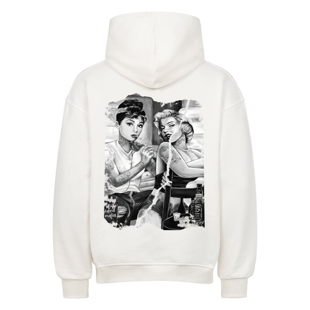 Old Style - Heavy Oversized Backprint Hoodie Hoodie  XS Weiß  Tattoo Fashion von inked-mafia.de. Dieses Teil gehört in jeden Kleiderschrank eines inked-rebels! Finde ideale Geschenke für Tätowierte, Tattoofans oder Tätowierer.