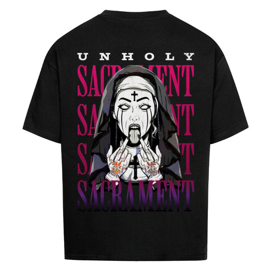 Unholy - Heavy Oversized Backprint Shirt T-Shirt  XS Schwarz  Tattoo Fashion von inked-mafia.de. Dieses Teil gehört in jeden Kleiderschrank eines inked-rebels! Finde ideale Geschenke für Tätowierte, Tattoofans oder Tätowierer.