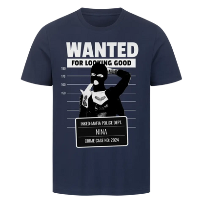 Wanted - Premium Shirt Customizer  Premium Shirt Navy Blue S Tattoo Fashion von inked-mafia.de. Dieses Teil gehört in jeden Kleiderschrank eines inked-rebels! Finde ideale Geschenke für Tätowierte, Tattoofans oder Tätowierer.