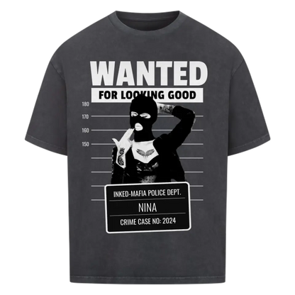 Wanted - Heavy Oversized Shirt Customizer  Heavy Oversized Shirt Washed Black 4XL Tattoo Fashion von inked-mafia.de. Dieses Teil gehört in jeden Kleiderschrank eines inked-rebels! Finde ideale Geschenke für Tätowierte, Tattoofans oder Tätowierer.