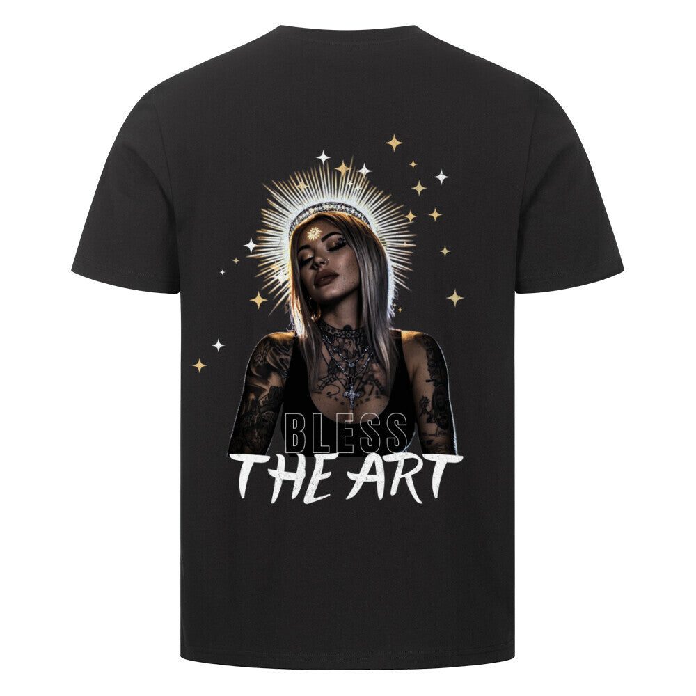 Bless the art - Premium Backprint Shirt T-Shirt  S Schwarz  Tattoo Fashion von inked-mafia.de. Dieses Teil gehört in jeden Kleiderschrank eines inked-rebels! Finde ideale Geschenke für Tätowierte, Tattoofans oder Tätowierer.