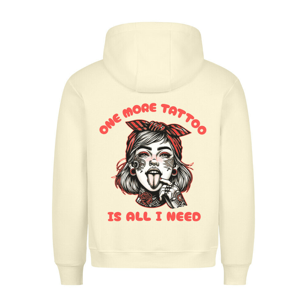 One more tattoo - Backprint Hoodie Hoodie  S Beige  Tattoo Fashion von inked-mafia.de. Dieses Teil gehört in jeden Kleiderschrank eines inked-rebels! Finde ideale Geschenke für Tätowierte, Tattoofans oder Tätowierer.