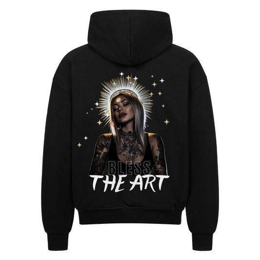 Bless the art - Heavy Oversized Backprint Zipper Hoodie  S Schwarz  Tattoo Fashion von inked-mafia.de. Dieses Teil gehört in jeden Kleiderschrank eines inked-rebels! Finde ideale Geschenke für Tätowierte, Tattoofans oder Tätowierer.