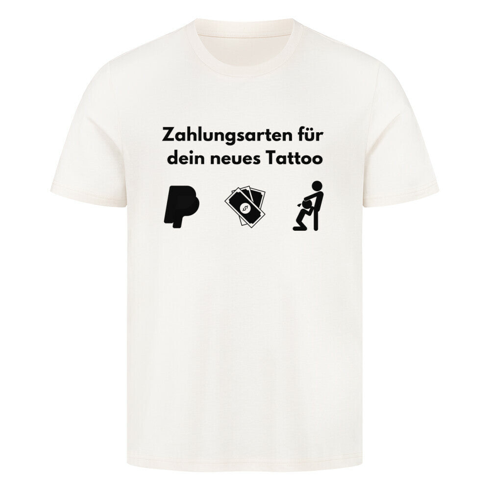 Zahlungsarten - Premium Shirt T-Shirt  S Beige  Tattoo Fashion von inked-mafia.de. Dieses Teil gehört in jeden Kleiderschrank eines inked-rebels! Finde ideale Geschenke für Tätowierte, Tattoofans oder Tätowierer.