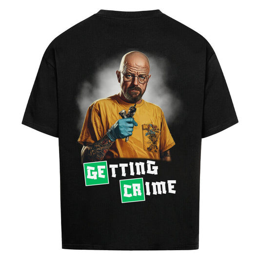 Getting Crime - Heavy Oversized Backprint Shirt T-Shirt  XS Schwarz  Tattoo Fashion von inked-mafia.de. Dieses Teil gehört in jeden Kleiderschrank eines inked-rebels! Finde ideale Geschenke für Tätowierte, Tattoofans oder Tätowierer.