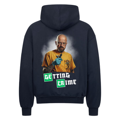 Getting Crime - Heavy Oversized Backprint Zipper Hoodie  S Navy Blue  Tattoo Fashion von inked-mafia.de. Dieses Teil gehört in jeden Kleiderschrank eines inked-rebels! Finde ideale Geschenke für Tätowierte, Tattoofans oder Tätowierer.