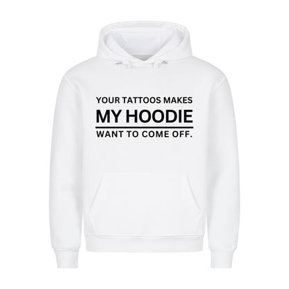 Come off - Hoodie Hoodie  S Weiß  Tattoo Fashion von inked-mafia.de. Dieses Teil gehört in jeden Kleiderschrank eines inked-rebels! Finde ideale Geschenke für Tätowierte, Tattoofans oder Tätowierer.