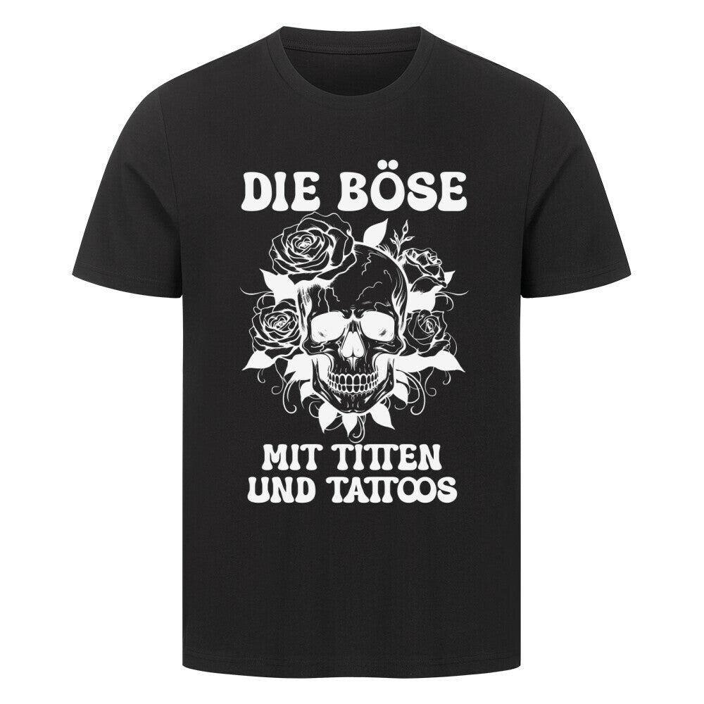 Die Böse - Premium Shirt T-Shirt  S Schwarz  Tattoo Fashion von inked-mafia.de. Dieses Teil gehört in jeden Kleiderschrank eines inked-rebels! Finde ideale Geschenke für Tätowierte, Tattoofans oder Tätowierer.