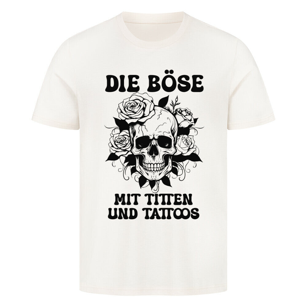 Die Böse - Premium Shirt T-Shirt  S Beige  Tattoo Fashion von inked-mafia.de. Dieses Teil gehört in jeden Kleiderschrank eines inked-rebels! Finde ideale Geschenke für Tätowierte, Tattoofans oder Tätowierer.