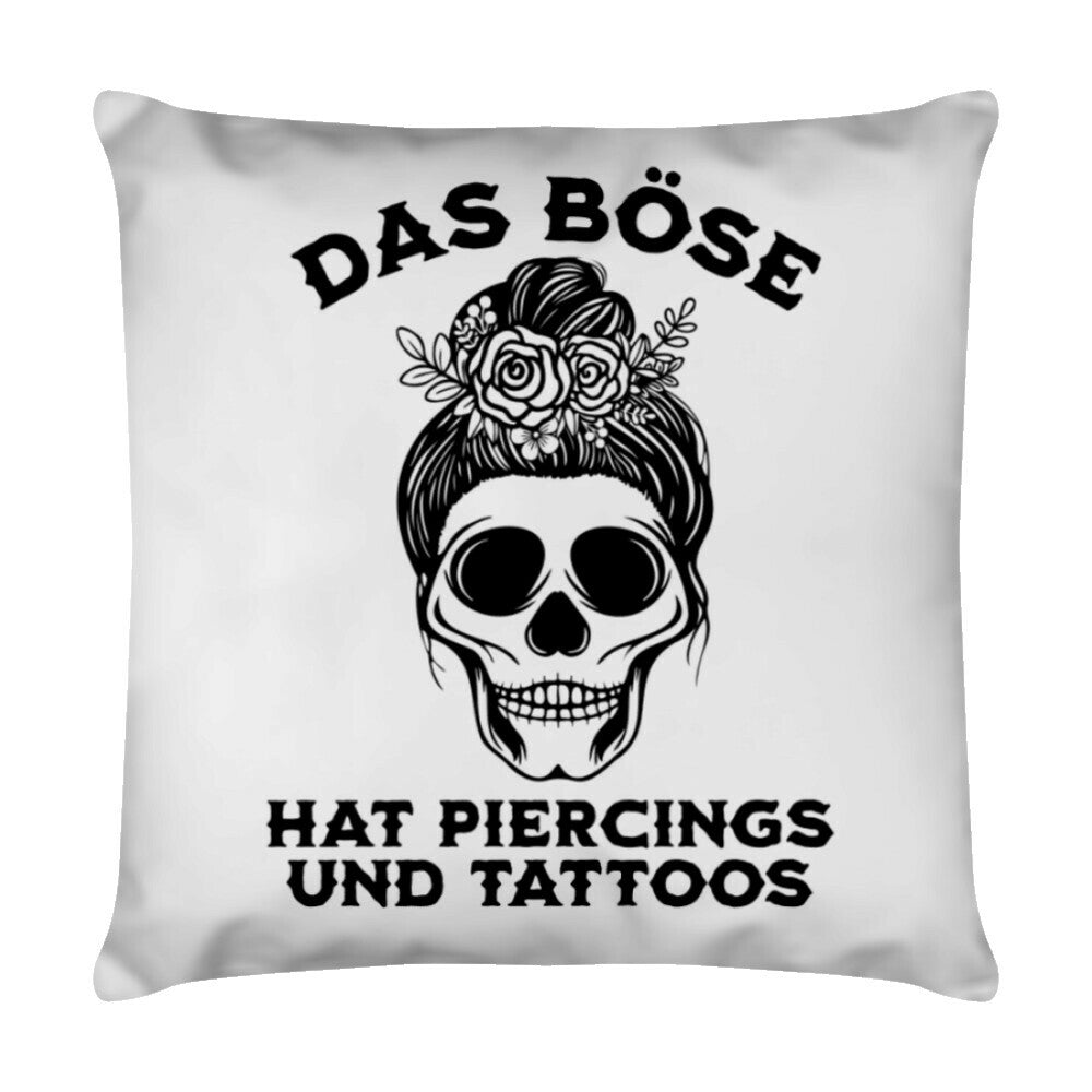 Das Böse - Kissen Pillow  40cm x 40cm Weiß  Tattoo Fashion von inked-mafia.de. Dieses Teil gehört in jeden Kleiderschrank eines inked-rebels! Finde ideale Geschenke für Tätowierte, Tattoofans oder Tätowierer.