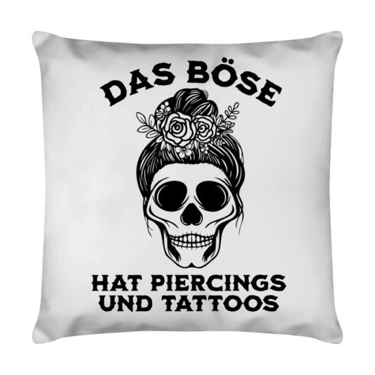 Das Böse - Kissen Pillow  40cm x 40cm Weiß  Tattoo Fashion von inked-mafia.de. Dieses Teil gehört in jeden Kleiderschrank eines inked-rebels! Finde ideale Geschenke für Tätowierte, Tattoofans oder Tätowierer.