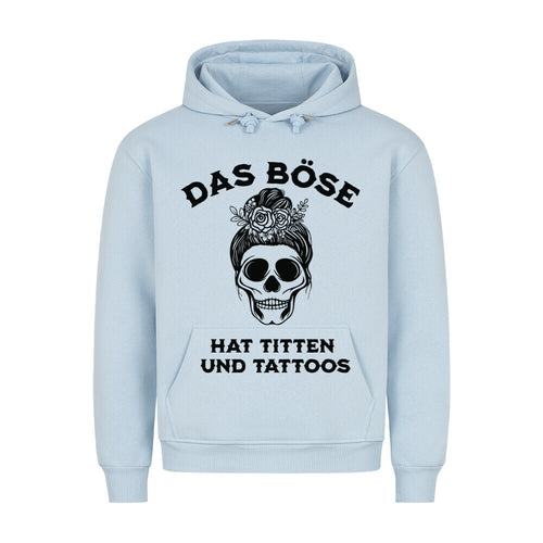 Das Böse - Hoodie Hoodie  S Hellblau  Tattoo Fashion von inked-mafia.de. Dieses Teil gehört in jeden Kleiderschrank eines inked-rebels! Finde ideale Geschenke für Tätowierte, Tattoofans oder Tätowierer.