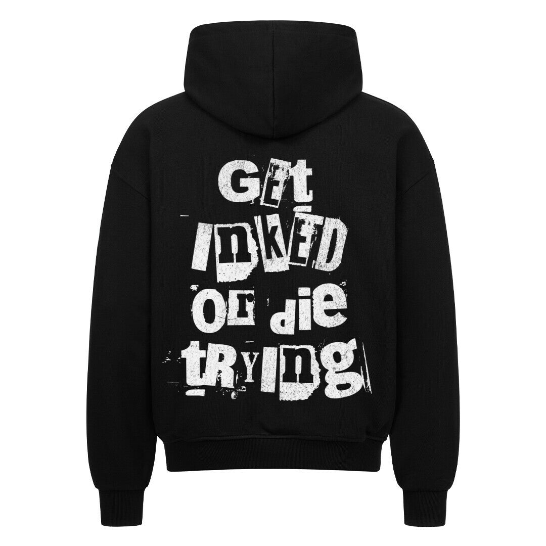 Get inked - Heavy Oversized Backprint Zipper Hoodie  S Schwarz  Tattoo Fashion von inked-mafia.de. Dieses Teil gehört in jeden Kleiderschrank eines inked-rebels! Finde ideale Geschenke für Tätowierte, Tattoofans oder Tätowierer.