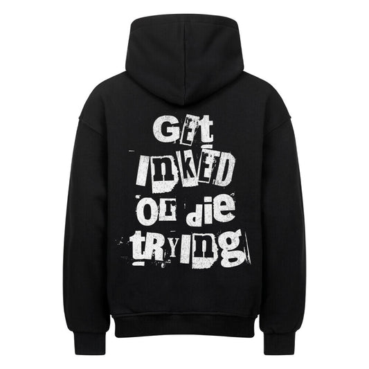 Get inked - Heavy Oversized Backprint Hoodie Hoodie  XS Schwarz  Tattoo Fashion von inked-mafia.de. Dieses Teil gehört in jeden Kleiderschrank eines inked-rebels! Finde ideale Geschenke für Tätowierte, Tattoofans oder Tätowierer.