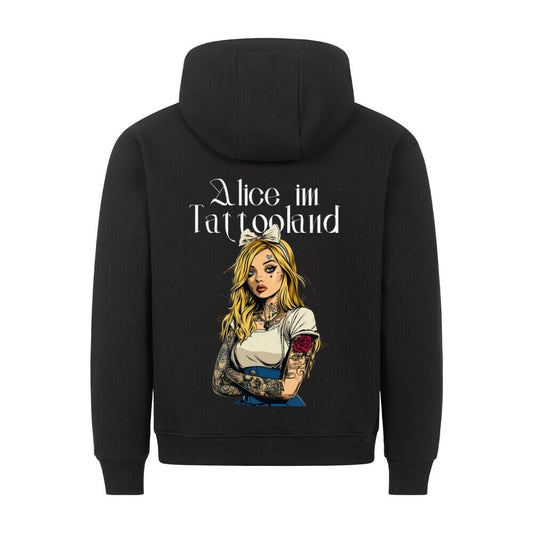 Alice - Backprint Hoodie Hoodie  S Schwarz  Tattoo Fashion von inked-mafia.de. Dieses Teil gehört in jeden Kleiderschrank eines inked-rebels! Finde ideale Geschenke für Tätowierte, Tattoofans oder Tätowierer.