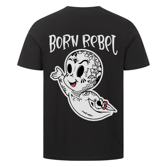 Born Rebel - Premium Backprint Shirt T-Shirt  S Schwarz  Tattoo Fashion von inked-mafia.de. Dieses Teil gehört in jeden Kleiderschrank eines inked-rebels! Finde ideale Geschenke für Tätowierte, Tattoofans oder Tätowierer.