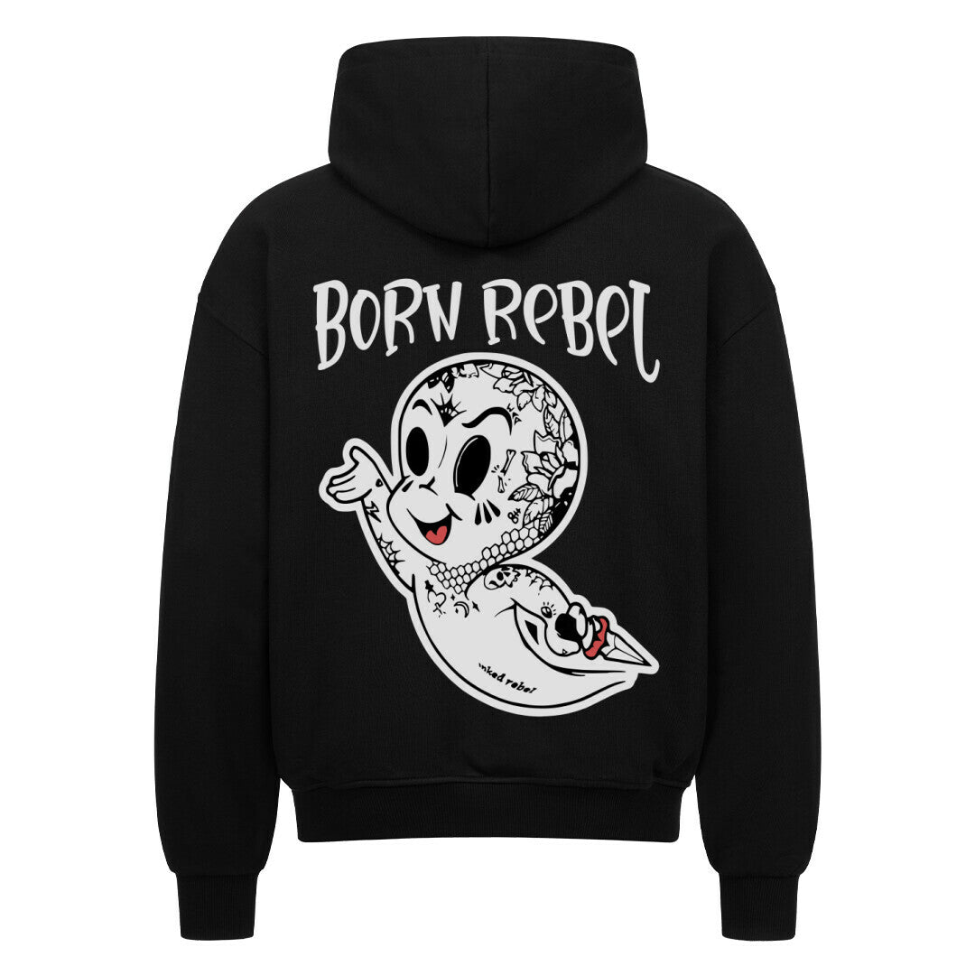 Born Rebel - Heavy Oversized Backprint Zipper Hoodie  S Schwarz  Tattoo Fashion von inked-mafia.de. Dieses Teil gehört in jeden Kleiderschrank eines inked-rebels! Finde ideale Geschenke für Tätowierte, Tattoofans oder Tätowierer.