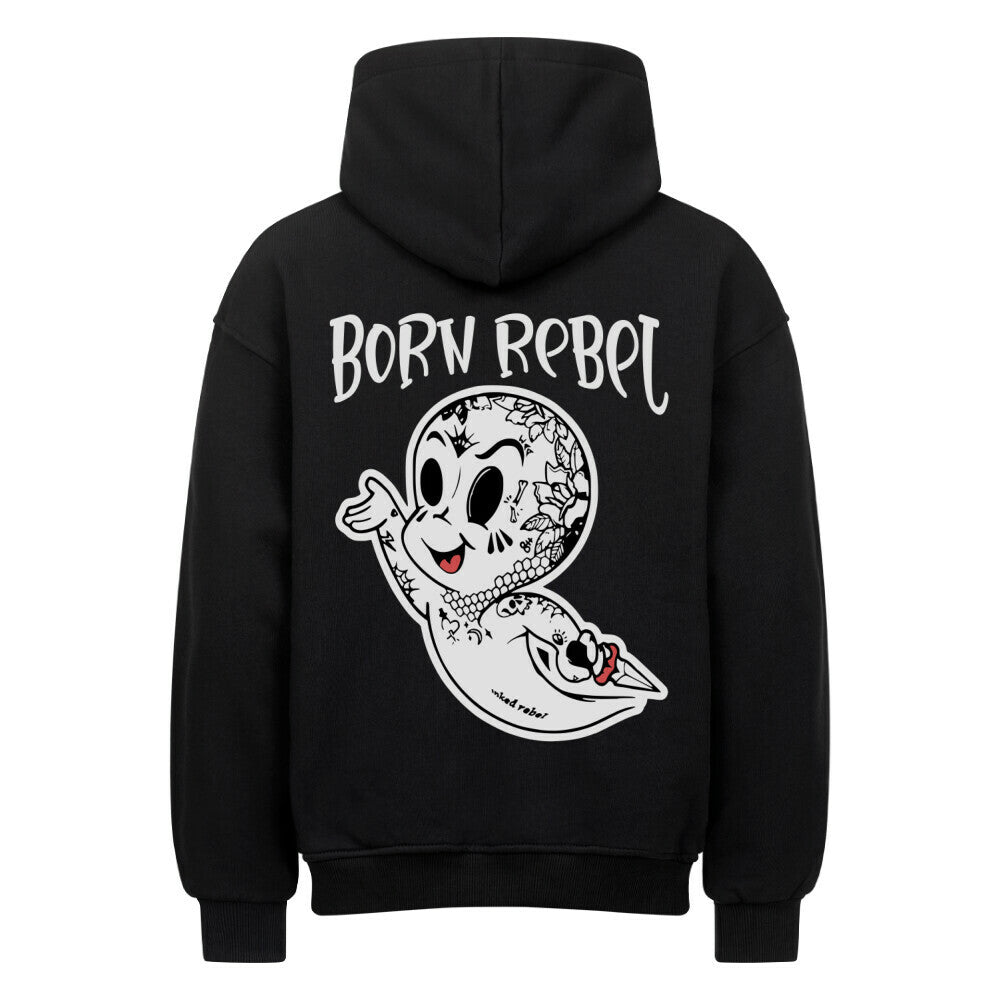 Born Rebel - Heavy Oversized Backprint Hoodie Hoodie  XS Schwarz  Tattoo Fashion von inked-mafia.de. Dieses Teil gehört in jeden Kleiderschrank eines inked-rebels! Finde ideale Geschenke für Tätowierte, Tattoofans oder Tätowierer.