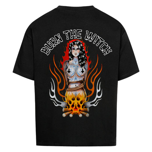 Burn the witch - Heavy Oversized Backprint Shirt T-Shirt  XS Schwarz  Tattoo Fashion von inked-mafia.de. Dieses Teil gehört in jeden Kleiderschrank eines inked-rebels! Finde ideale Geschenke für Tätowierte, Tattoofans oder Tätowierer.