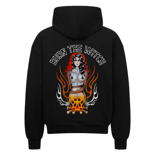 Burn the witch - Heavy Oversized Backprint Zipper Hoodie  S Schwarz  Tattoo Fashion von inked-mafia.de. Dieses Teil gehört in jeden Kleiderschrank eines inked-rebels! Finde ideale Geschenke für Tätowierte, Tattoofans oder Tätowierer.