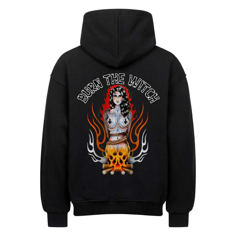 Burn the witch - Heavy Oversized Backprint Hoodie Hoodie  XS Schwarz  Tattoo Fashion von inked-mafia.de. Dieses Teil gehört in jeden Kleiderschrank eines inked-rebels! Finde ideale Geschenke für Tätowierte, Tattoofans oder Tätowierer.