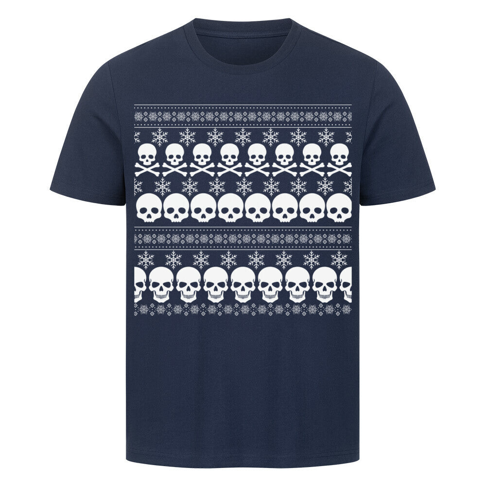 Skull - Unisex Weihnachtsshirt T-Shirt  S Navy Blue  Tattoo Fashion von inked-mafia.de. Dieses Teil gehört in jeden Kleiderschrank eines inked-rebels! Finde ideale Geschenke für Tätowierte, Tattoofans oder Tätowierer.