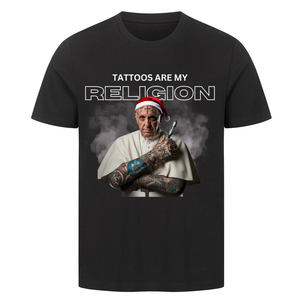 Religion - Unisex Weihnachtsshirt T-Shirt  S Schwarz  Tattoo Fashion von inked-mafia.de. Dieses Teil gehört in jeden Kleiderschrank eines inked-rebels! Finde ideale Geschenke für Tätowierte, Tattoofans oder Tätowierer.