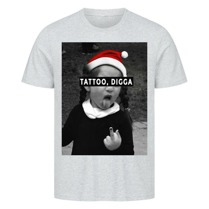 Tattoo Digga - Unisex Weihnachtsshirt T-Shirt  S Grau  Tattoo Fashion von inked-mafia.de. Dieses Teil gehört in jeden Kleiderschrank eines inked-rebels! Finde ideale Geschenke für Tätowierte, Tattoofans oder Tätowierer.