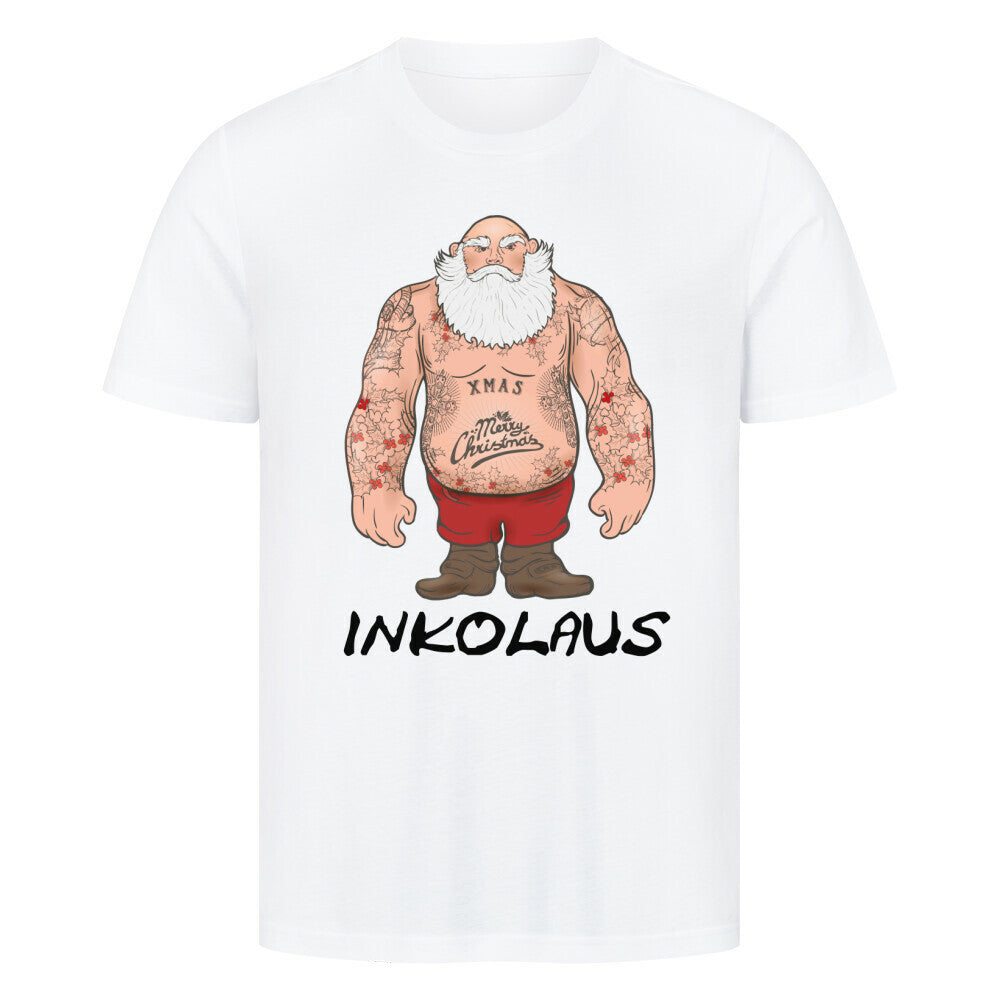 Inkolaus - Unisex Weihnachtsshirt T-Shirt  S Weiß  Tattoo Fashion von inked-mafia.de. Dieses Teil gehört in jeden Kleiderschrank eines inked-rebels! Finde ideale Geschenke für Tätowierte, Tattoofans oder Tätowierer.