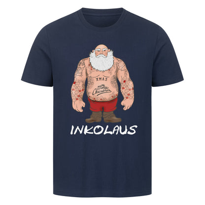 Inkolaus - Unisex Weihnachtsshirt T-Shirt  S Navy Blue  Tattoo Fashion von inked-mafia.de. Dieses Teil gehört in jeden Kleiderschrank eines inked-rebels! Finde ideale Geschenke für Tätowierte, Tattoofans oder Tätowierer.